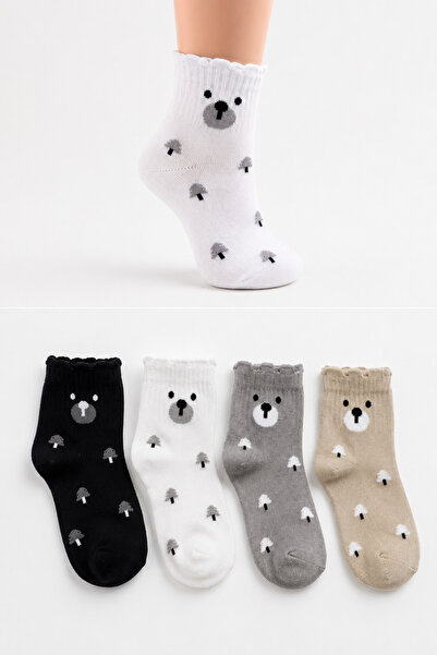 EFİLACCESSORİES Unisex Children's Cotton Bootie Socks with Bear and Tree Patt...