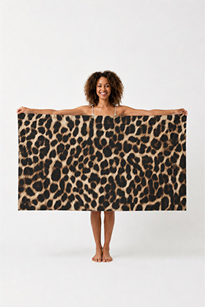 ASDİVA Leopard Pattern Digital Printed Beach Towel 75X150