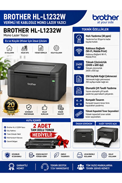 Brother HL-L1232W Mono Lazer Yazıcı