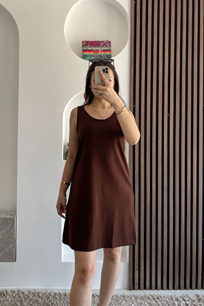Secret Thick Strap Modal Dress-Brown Brown