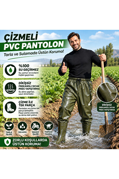go out Balıkçı Çizme, %100 Su Geçirmez Çizmeli Pantolon, 55 Mikron Dikişsiz Avcı Balıkçı Pantalon