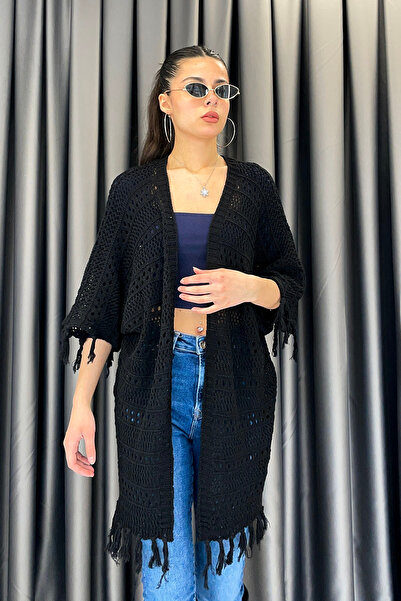 Noa&Noa Noa Noa Tasseled Short Sleeve Cardigan - Black Black