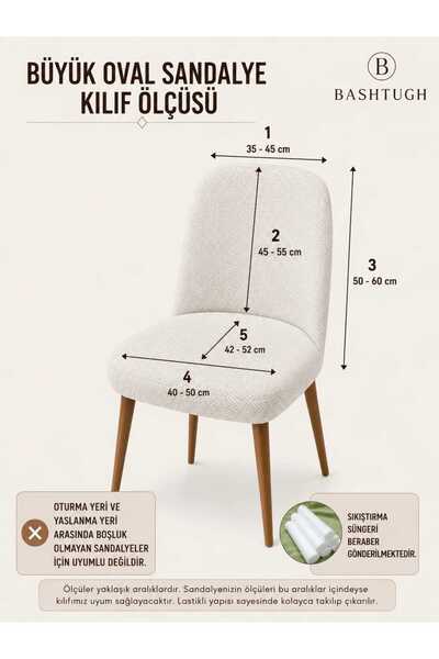 BASHTUGH TİCARET Kitchen Chair Cover-Large Oval Lycra Washable Elastic Chair Cover Chair Cover Single Piece