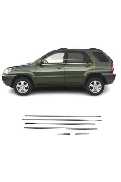 A&G Tuning Kia Sportage Krom Cam Çıtası 6 Parça 2005-2009 Arası P.Çelik