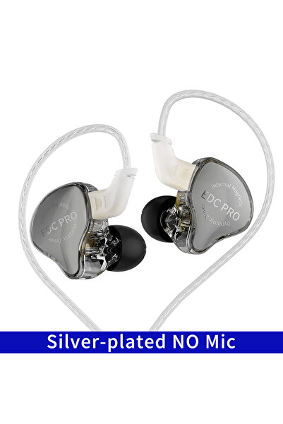Choice سماعات أذن سلكية KZ EDC PRO HIFI 3.5MM AUX مطلية بالفضة بدون ميكروفون،...