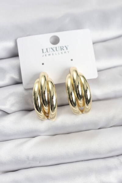 Inure Jewelry أقراط نسائية نصف دائرية من النحاس بلون ذهبي