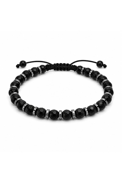 Alnis Atelier Onyx Natural Stone Macrame Bracelet |   Adjustable Handmade Uni...