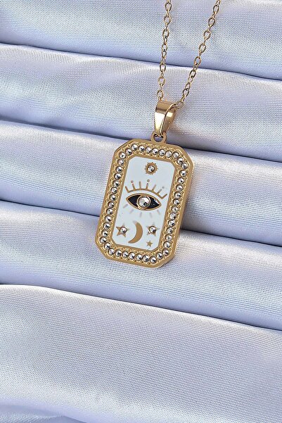 Inure Jewelry 316L الصلب سلسلة الذهب اللون المينا الزركون حجر العين الشكل الت...