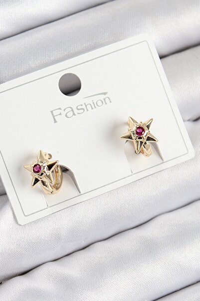 Inure Jewelry أقراط أطفال من النحاس والزركون بحجر النجمة موديل ذهبي اللون