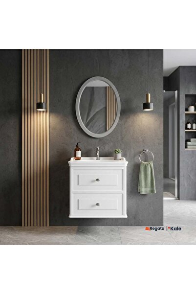 KALE Miro 65 Cm Mat Beyaz Banyo Dolabı Takımı