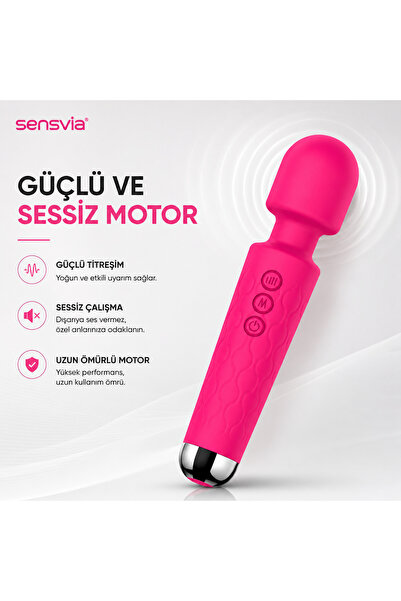 Sensvia Premium Silikon Vibratör | USB Şarjlı Masaj Aleti, 20 Titreşim Modu, Güçlü Motor