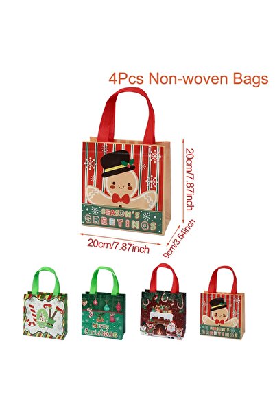 Choice1 as picture 4pcs 4/8pcs Christmas Gift Bag Santa Non-Woven Bag Christm...