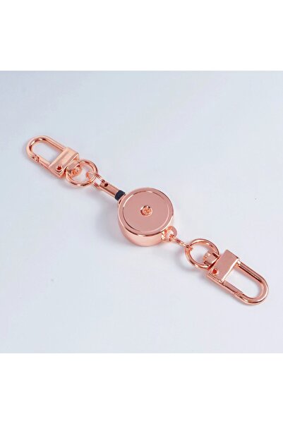Choice Rose Gold Anti theft Retractable Key Holder Metal Easy Pull Buckle Rop...