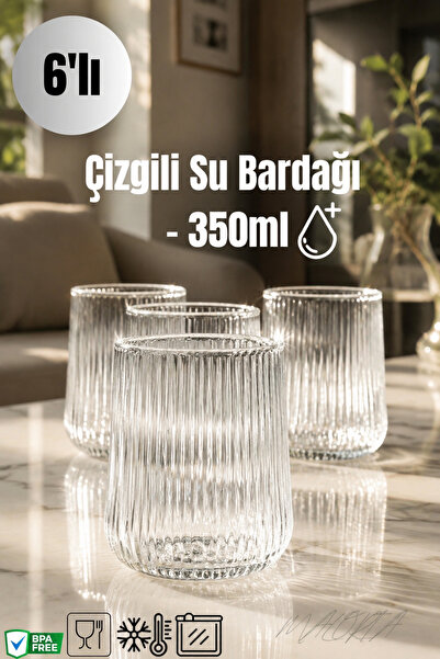 Maloria Çizgili Nova Bardak Takımı | 6'lı - 350ml