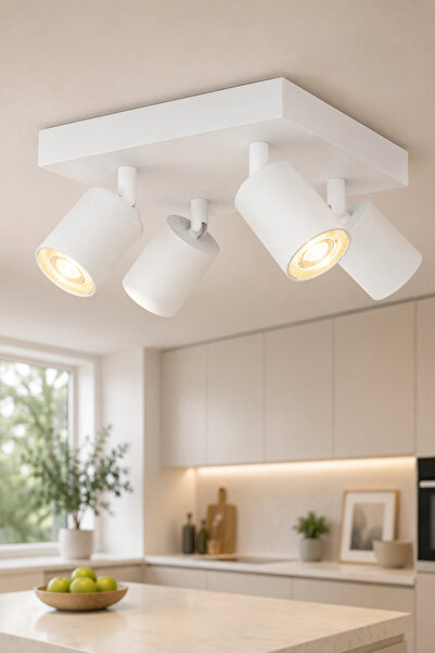 VENON Lorex BEYAZ 4LÜ KARE PLAFONYER Modern LED Spot Lamba || GU10 Uyumlu GÜN...