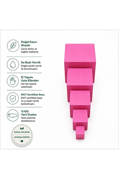 Montessori Gemisi Montessori Mini Pink Tower |   Toddler Pink Tower |   Toddl...