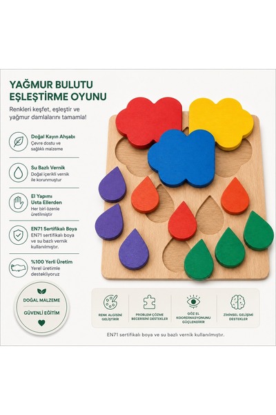 Montessori Gemisi مادة مونتيسوري لخلط الألوان على شكل سحابة |   لعبة مطابقة ا...