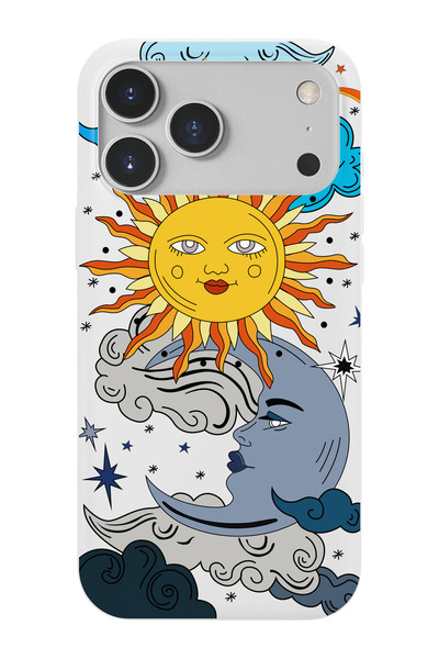 shoptocase iPhone 17 Pro/18 Pro Uyumlu Güneş Ay Desenli İçi Süet Lansman Tele...