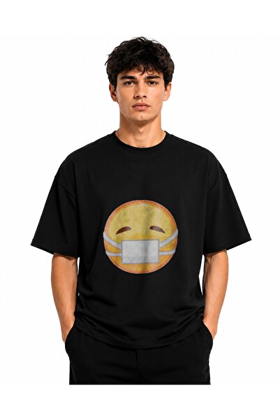 Inscriptie Tricou Unisex Bumbac Premium Casual " Emoji mask "