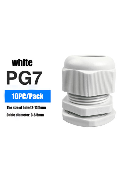 Choice18 PG7-White 10Pcs Waterproof Cable Gland Cable Entry IP68 PG7 for 3-6....
