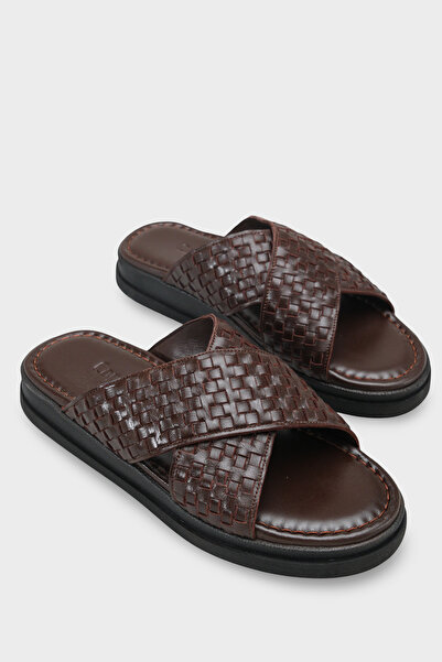 Capone Outfitters Garcon Cross-Strapped Knitted Patterned Genuine Leather Men...