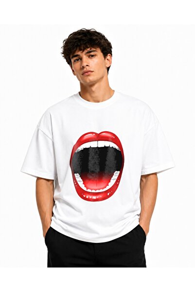 Inscriptie Unisex Premium Cotton Casual T-Shirt "Big Mouth"