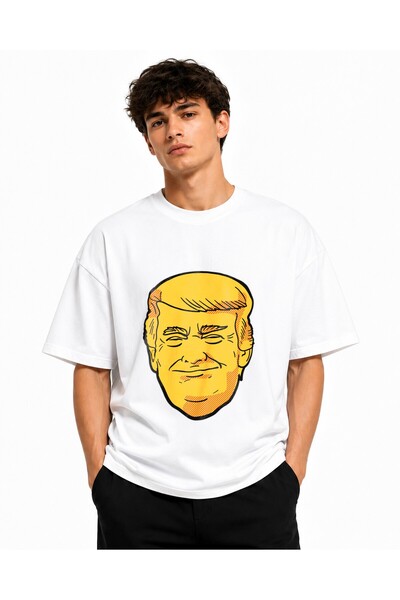 Inscriptie Ουνισέξ Βαμβακερό T-shirt Υψηλής Ποιότητας "Ντόναλντ Τραμπ - κίτρι...