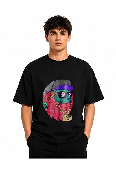 Inscriptie Ουνισέξ Βαμβακερό T-shirt Υψηλής Ποιότητας  "Λιοντάρι Μαριχουάνα "