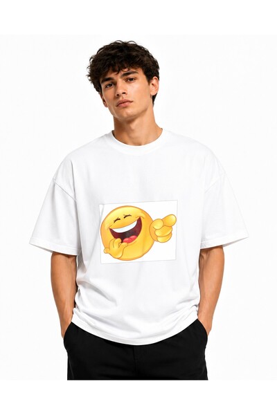Inscriptie Tricou Unisex Bumbac Premium Casual " Bucuros emoji "