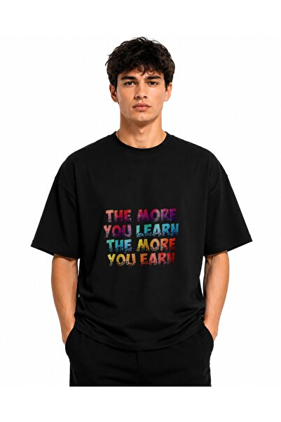 Inscriptie Unisex Premium Cotton Casual T-Shirt "The more you learn, the more...