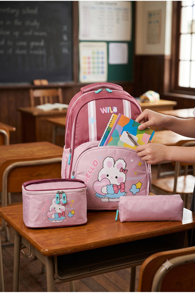 Relaxion Set of 3 Children's Primary School Bags with Pen Holder and Lunch Ba...