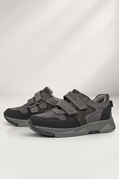 Rakerplus Hakiki Deri Gri Çocuk Sneakers Spor Ayakkabı
