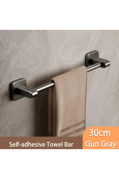 Choice8 Gray 30cm Self-Adhesive Bathroom Towel Rack Holder Without Drilling K...