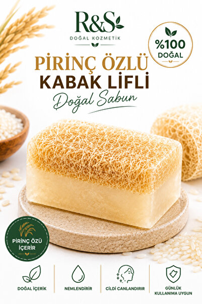 R&S Doğal Kozmetik Kabak Lifli Pirinç Özlü Sabun - Aydınlatıcı ve Cilt Tonu E...