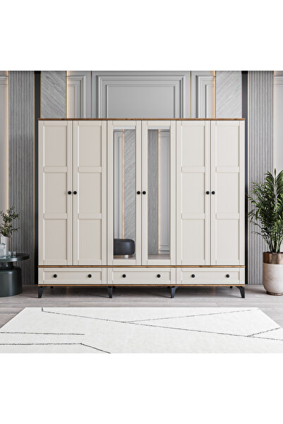 MONZIO Karin 6 Kapaklı Çekmeceli Gardırop %100 MDF