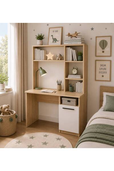 Afilli Ildır Çalışma Masası Flora Beyaz Tamamı Mdf