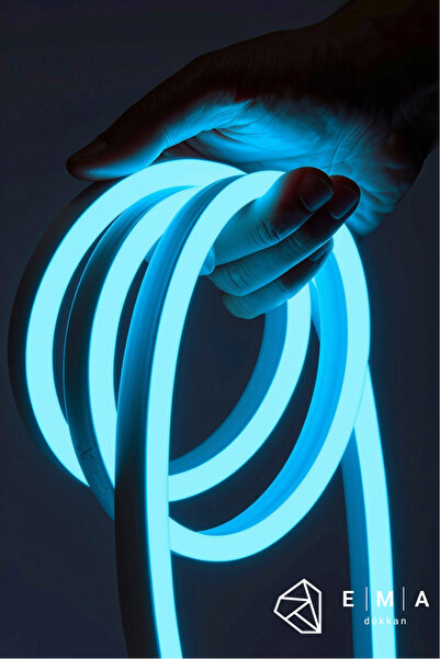 Ema Dükkan 3 Metre 12V Neon Led Şerit Buz Mavisi Neon Led Prize Tak Çalıştır ...