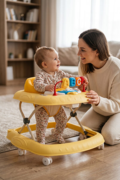 Bebeck Cookie Ayarlanabilen Müzikli Yumuşak Pedli Lüks Yürüteç
