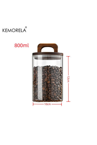 Choice 800ml Wood Lid Glass Jar Airtight Canister Food Container Tea Coffee B...