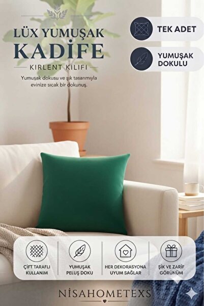 Nisahometeks Leke Tutmaz Kadife Kırlent ve Yastık Kılıfı