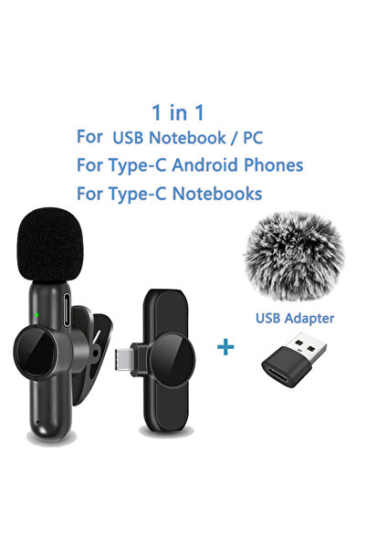 Choice3 ميكروفون لافالير لاسلكي 1in1-TC-USB 2.4G مع إلغاء الضوضاء لتسجيل الصو...