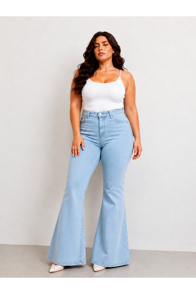 nd jeans Women'S-Premium High Waist Shaping / Sculpting Flexible Comfortable Fit Flared Jeans