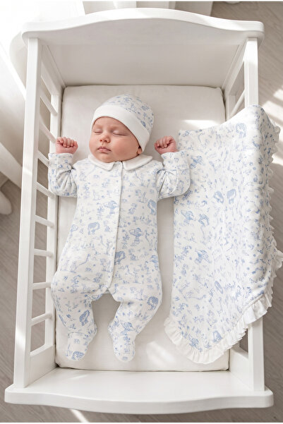 Mert Baby ديزاير منقوش مجموعة خروج من المستشفى مكونة من 3 قطع عضوية مع قفازات...