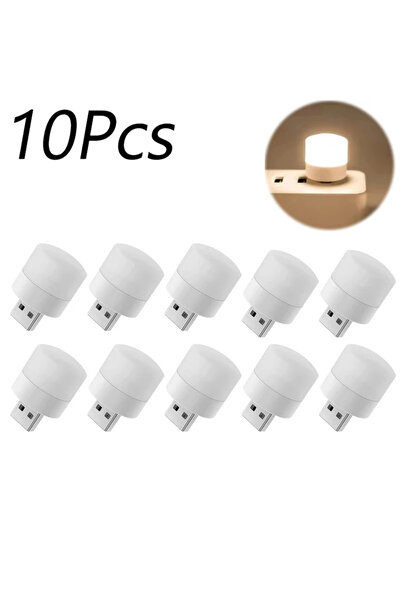choice2 10 قطع - مصباح ليلي صغير يعمل بمنفذ USB، أبيض دافئ، لحماية العين، منا...