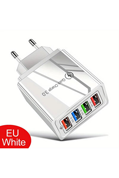 choice2 EU WHITE EU US Plug 3A USB Charger Multi Port 4 USB Quick Charge 3.0 ...