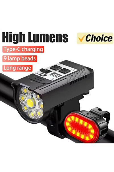 Choice مصباح دراجة Light Sensation مزود بـ 9 مصابيح LED، قابل لإعادة الشحن عب...