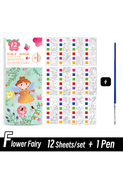 Choice Flower Fairy 12 Sheets/Set Portable Watercolor Painting Book Coloring ...