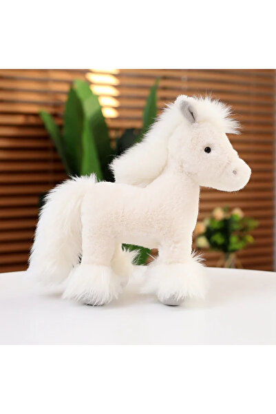Choice 25cm White Horse Real Life Horse Plush Dolls Stuffed Animal High Quali...