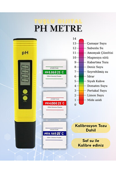 Hubstein Dijital Ph Metre Su Sıvı Akvaryum Ph Ölçer Kalibrasyon
