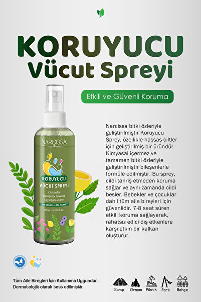 Narcissa Sivrisinek ve Kene Kovucu Vücut Spreyi 100ml - Tüm Gün Etki